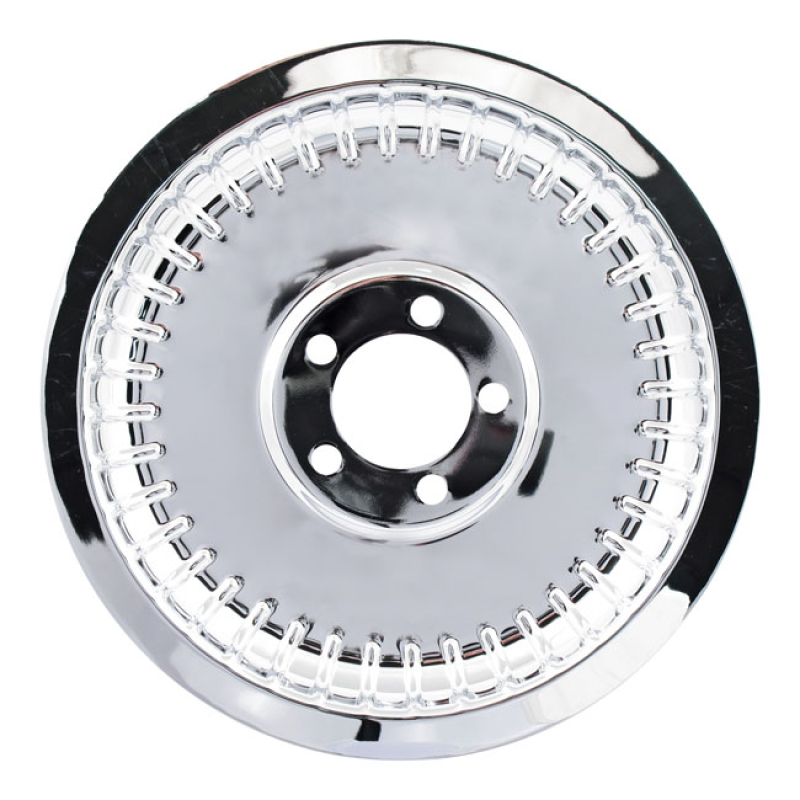 PULLEY COVER, SMOOTH RIBBED (70T). CHROME CHROME PLATED STEEL. RIBBED. 951457