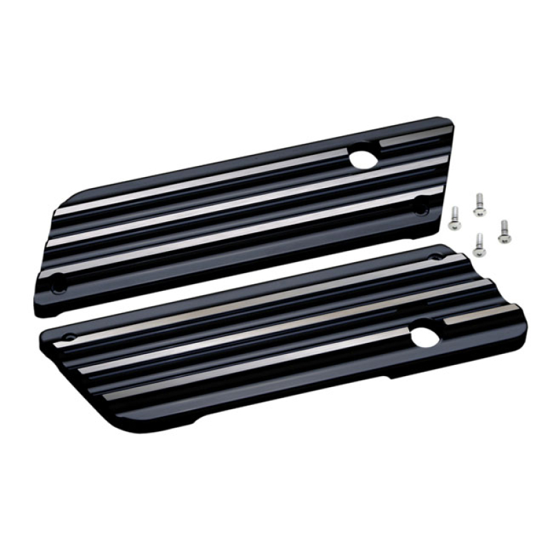 COVINGTONS, SADDLEBAG LATCH COVER SET. FINNED. BLACK BLACK ANODIZED WI 953721