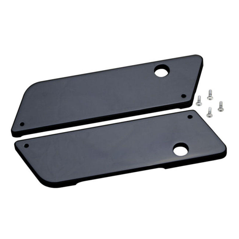 COVINGTONS, SADDLEBAG LATCH COVER SET. SMOOTH. BLACK BLACK ANODIZED. C 953726