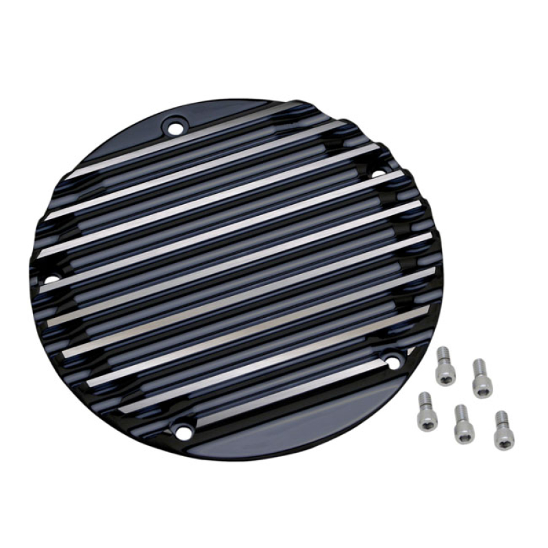 COVINGTONS, DERBY COVER FINNED. BLACK CNC MACHINED BILLET ALUMINUM FIN 953748