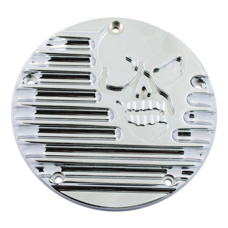 COVINGTONS, DERBY COVER FINNED SKULL. CHROME CNC MACHINED BILLET ALUMI 953869
