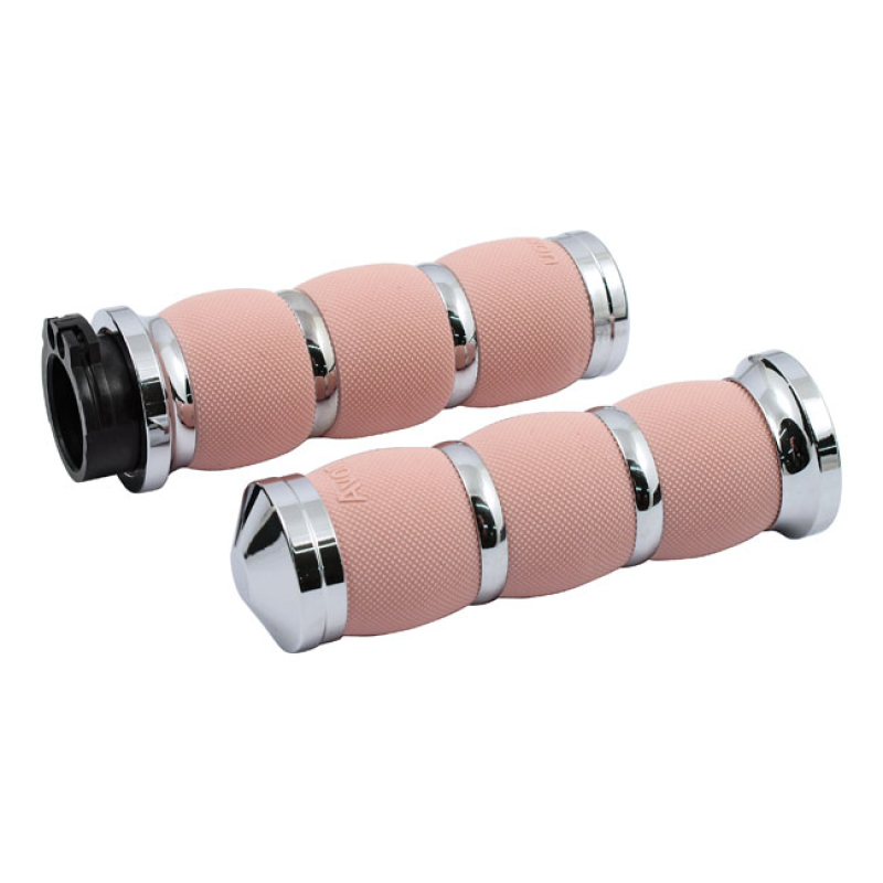 AVON AIR CUSHIONED GRIPS, CHROME/PINK WITH 6061 BILLET ALUMINUM END CA 955960