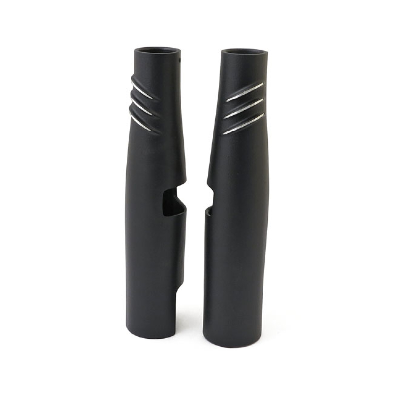 EMD, BOMBSHELL 49 UPPER FORK TUBE COVERS. BLACK CUT BLACK CUT FINISH. 964893
