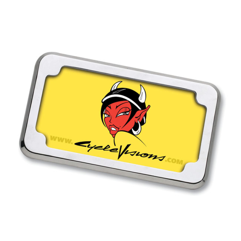 CYCLE VISIONS BEVELED BLIND HOLE LICENSE PLATE FRAME CHROME 968107