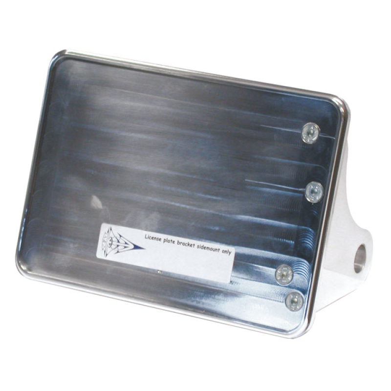 CPV, SIDE MOUNT LICENSE PLATE BRACKET. POLISHED POLISHED ALUMINUM. UNI 972852