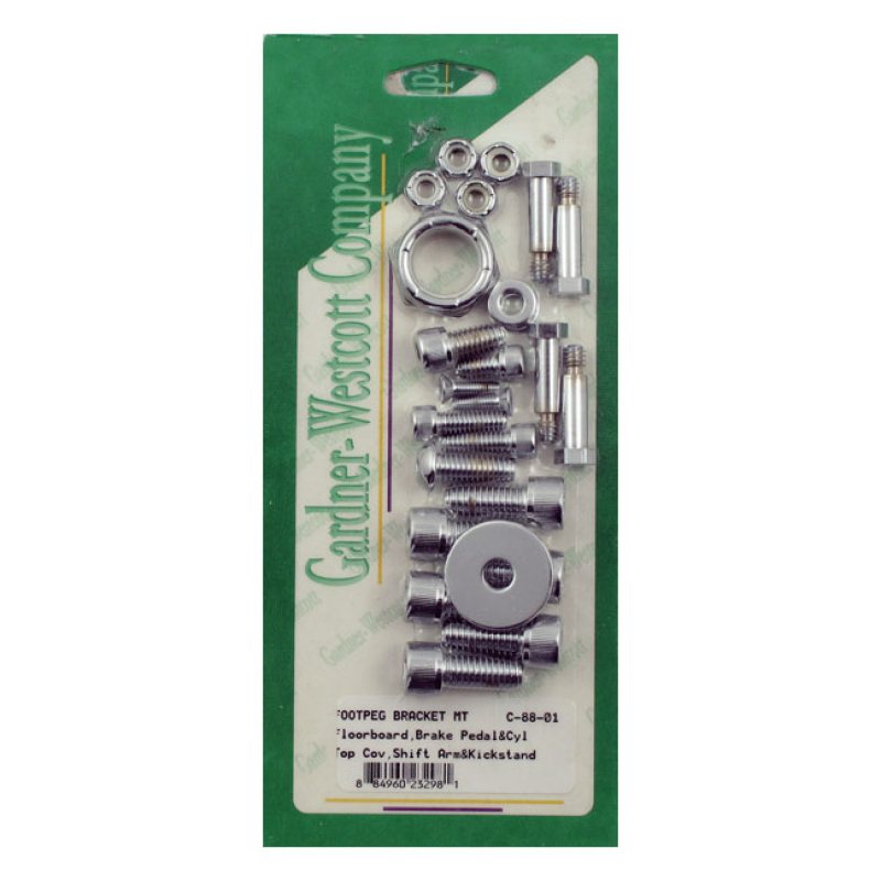 GARDNER-WESTCOTT, FOOT PEG BRACKET MOUNT KIT. CHROME CHROME PLATED. AL 975970