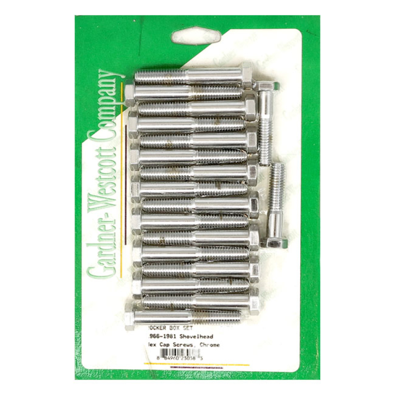 ROCKER BOX SCREW SET CHROME, HEX, REQUIRES DRILLING 3/8 DIAMETER HOLE 978080