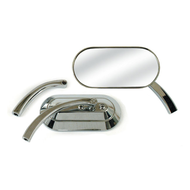 CUSTOM OVAL MIRROR. CHROME 10MM THREADED. CHROME PLATED DIE-CAST ALUMI 980626