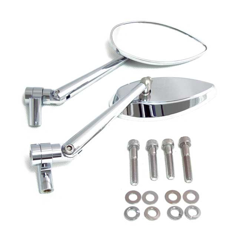DEEPCUT MIRROR SET CHROME, 8MM THREAD, DOUBLE JOINTED STEM, WITH MIRRO 980770
