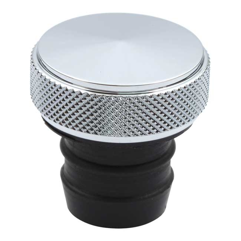 OIL TANK FILL PLUG, PEAKED. CHROME DIRECT REPLACEMENT OIL TANK FILLER 980804