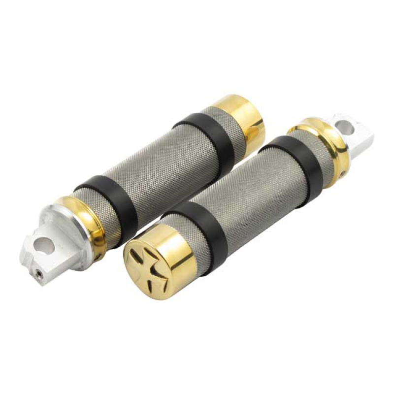 HELLS KITCHEN CHOPPERS, RETRO FOOTPEGS. MALTESE CROSS POLISHED ALUMINU 982271