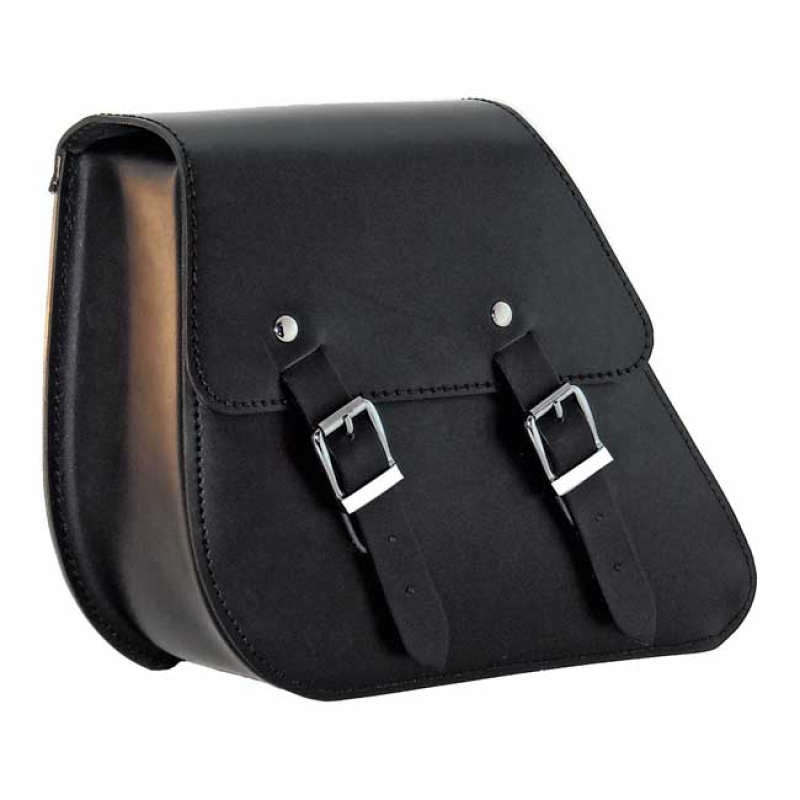 LONGRIDE, DYNA SWINGARM BAG BLACK LEATHER. FITS WHEN PASSENGER PEGS AR 986382