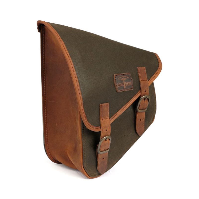LONGRIDE, SWINGARM BAG. KHAKI, WAXED COTTON MOUNTS TO LEFT SIDE OF THE 986405