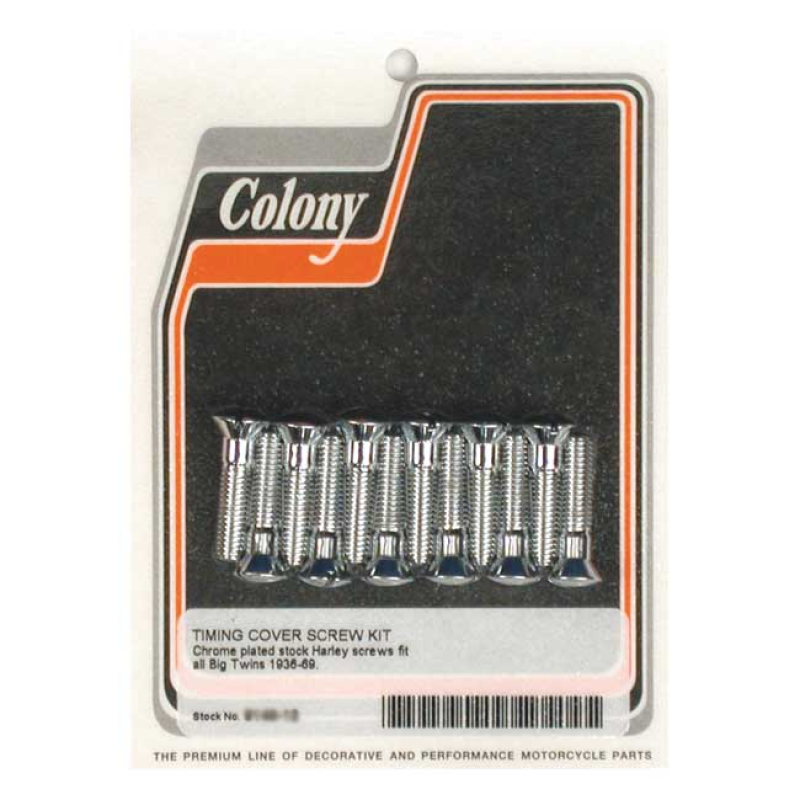 COLONY CAM COVER MOUNT KIT, OEM STYLE CHROME, STOCK STYLE SLOTTED HEAD 989185