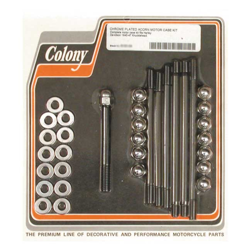 COLONY CRANKCASE BOLT KIT CHROME ACORN 989251
