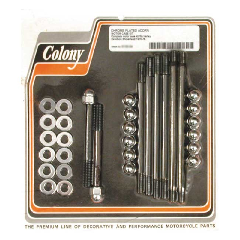 COLONY CRANKCASE BOLT KIT ACORN, CHROME 989260