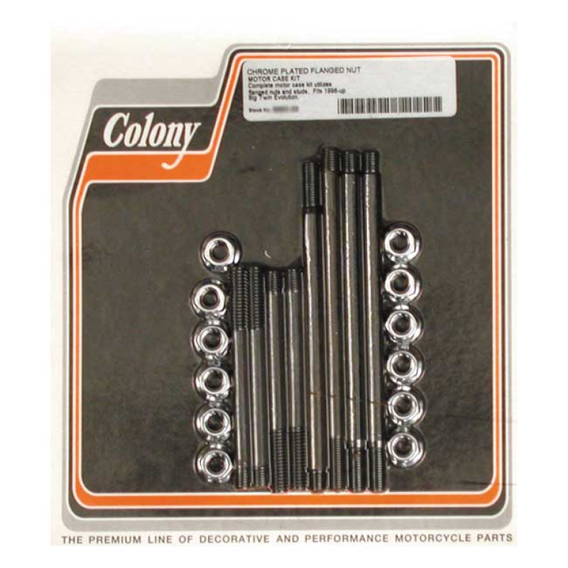 COLONY CRANKCASE BOLT KIT CHROME, FLANGED NUT 989263