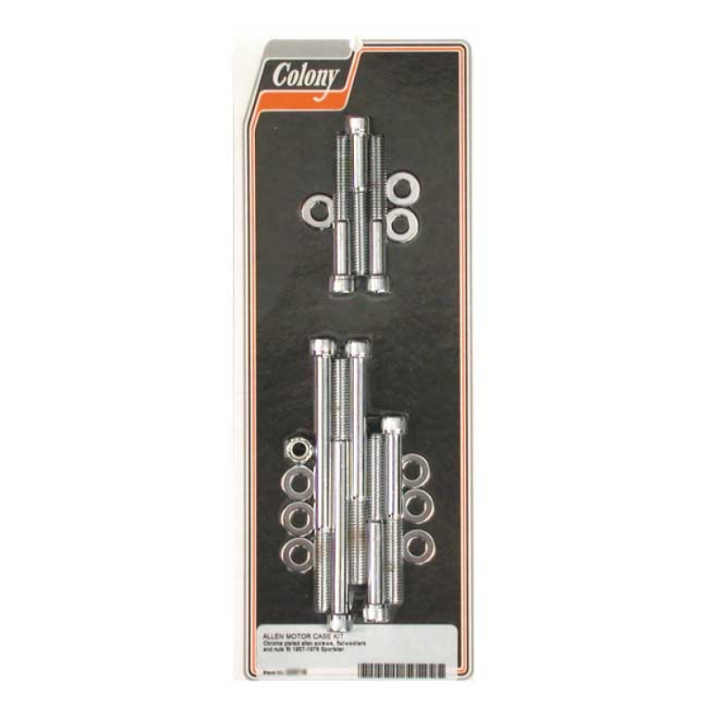 COLONY CRANKCASE BOLT KIT CHROME. STOCK ALLEN HEAD STYLE. INCLUDES FLA 989270