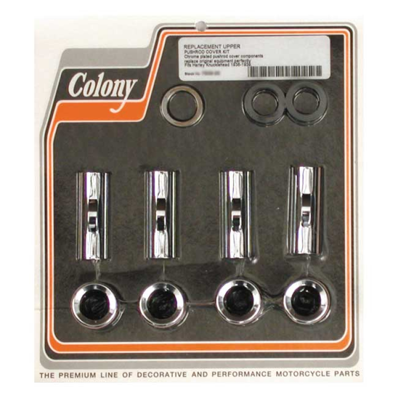 COLONY, 36-39 UPPER PUSHROD COVER KIT. CHROME STANDARD 2" LENGTH. CHRO 989324