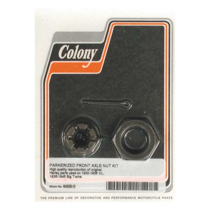 COLONY AXLE NUT KIT. FRONT PARKERIZED 989355