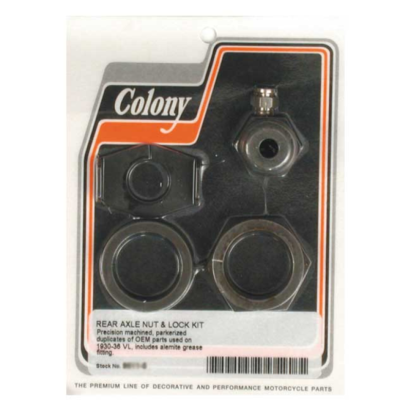 COLONY REAR AXLE NUT & LOCK KIT PARKERIZED 989374