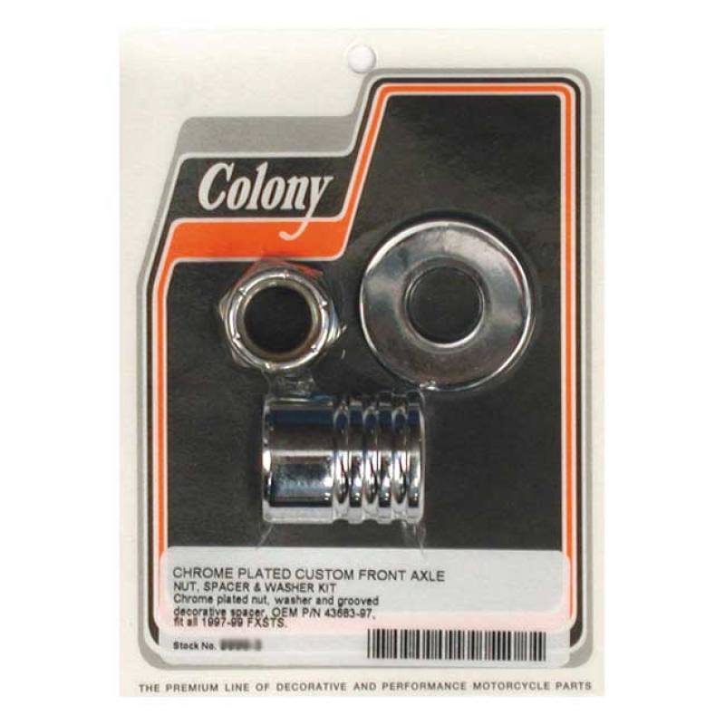 COLONY AXLE SPACER KIT FRONT, GROOVED CHROME 989397