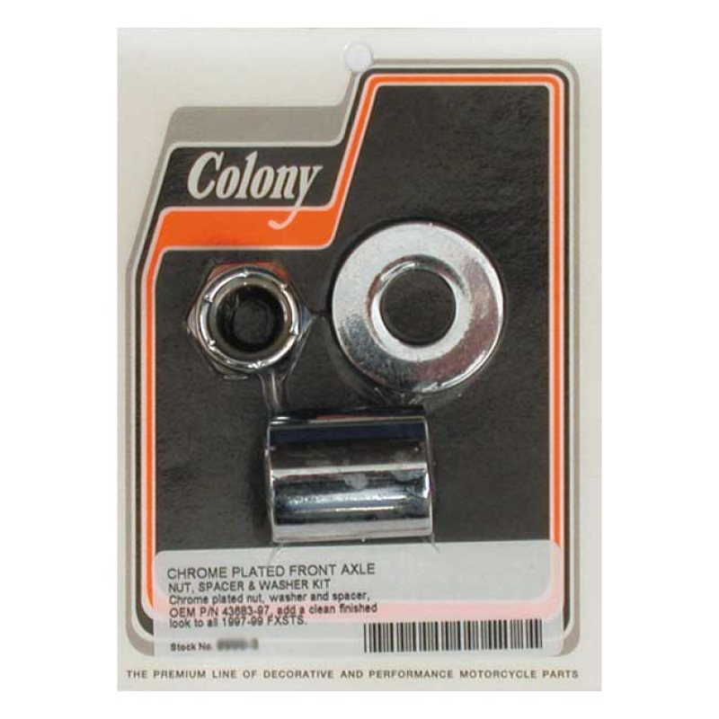 COLONY AXLE SPACER KIT FRONT, SMOOTH CHROME 989398