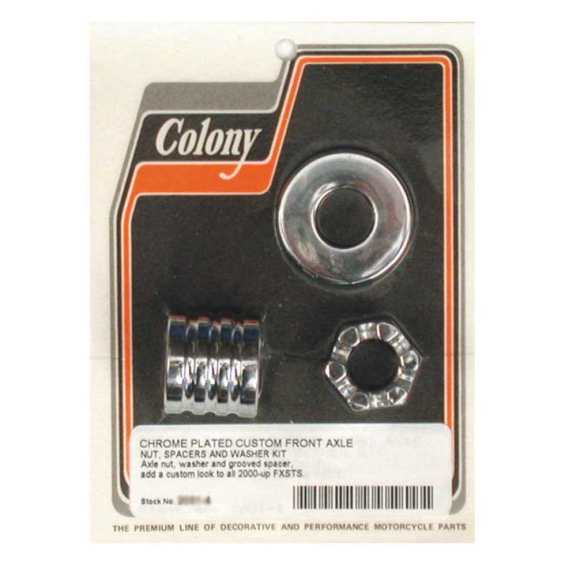 COLONY AXLE SPACER KIT FRONT, GROOVED CHROME 989399