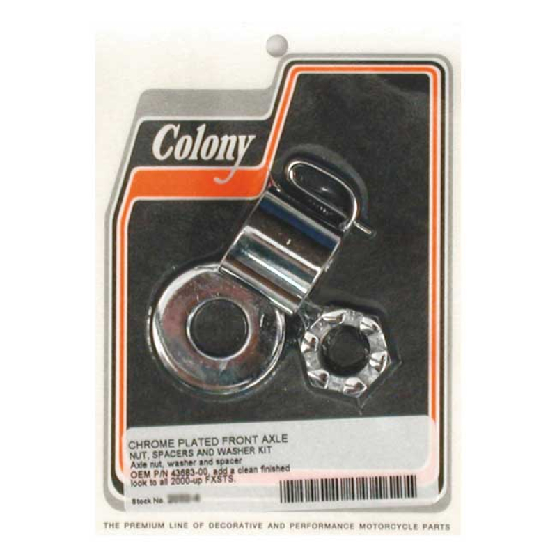 COLONY AXLE SPACER KIT FRONT, SMOOTH CHROME 989400