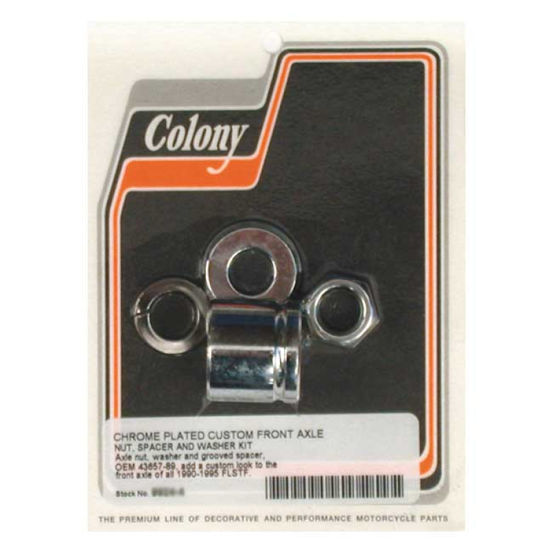 COLONY AXLE SPACER KIT FRONT, GROOVED CHROME 989401