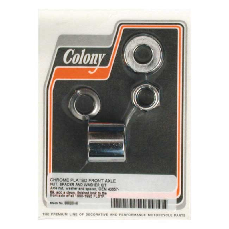 COLONY AXLE SPACER KIT FRONT, SMOOTH CHROME 989402