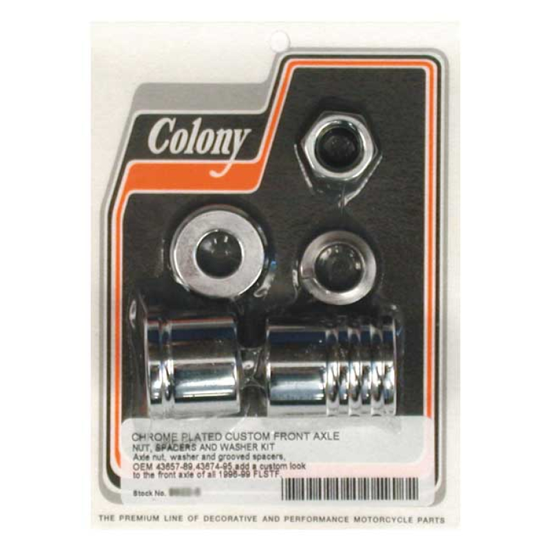 COLONY AXLE SPACER KIT FRONT, GROOVED CHROME 96-99 FLSTF (NU) 989403