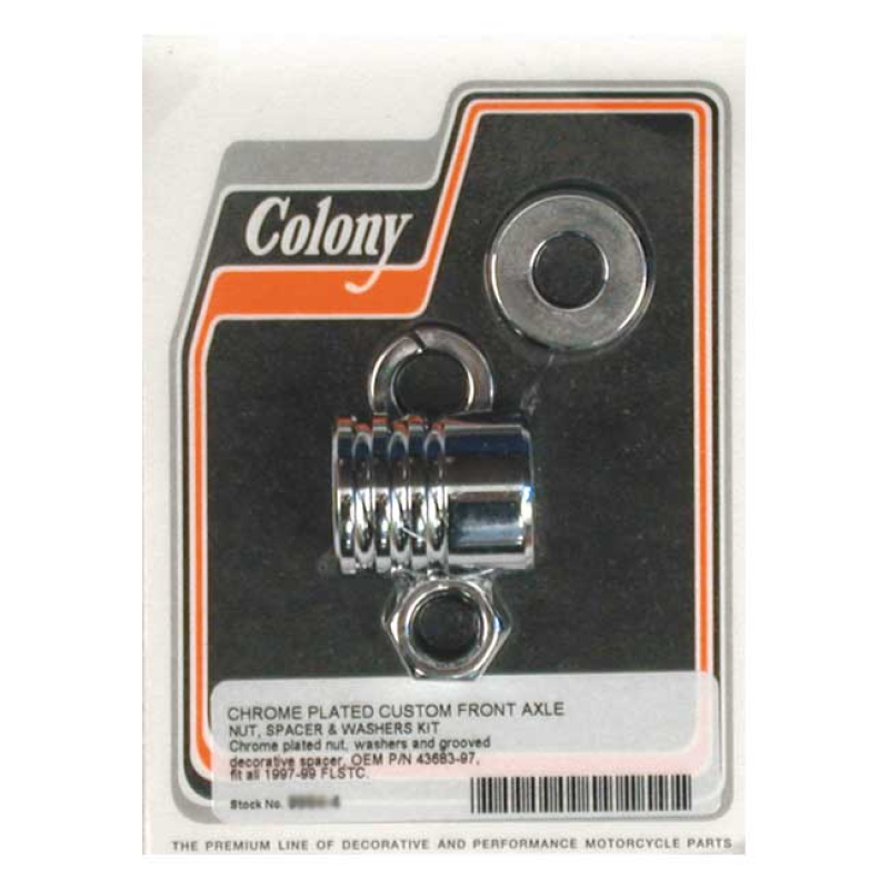 COLONY AXLE SPACER KIT FRONT, GROOVED CHROME 989407
