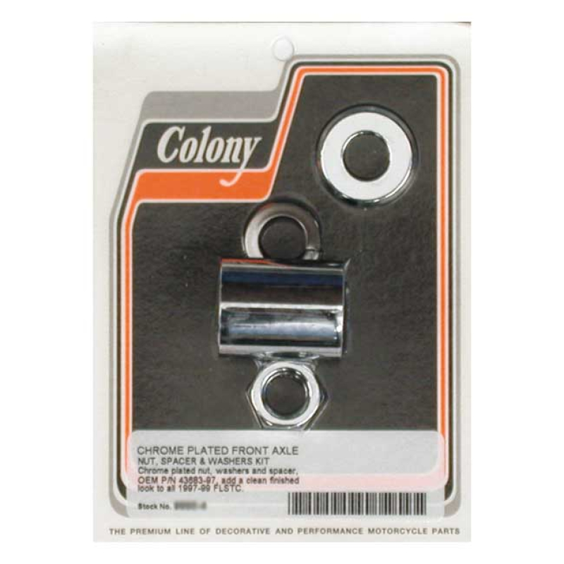COLONY AXLE SPACER KIT FRONT, SMOOTH CHROME 989408