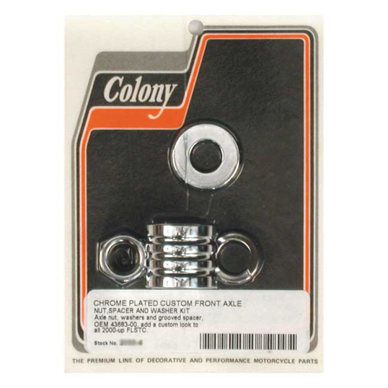 COLONY AXLE SPACER KIT FRONT, GROOVED CHROME 989409