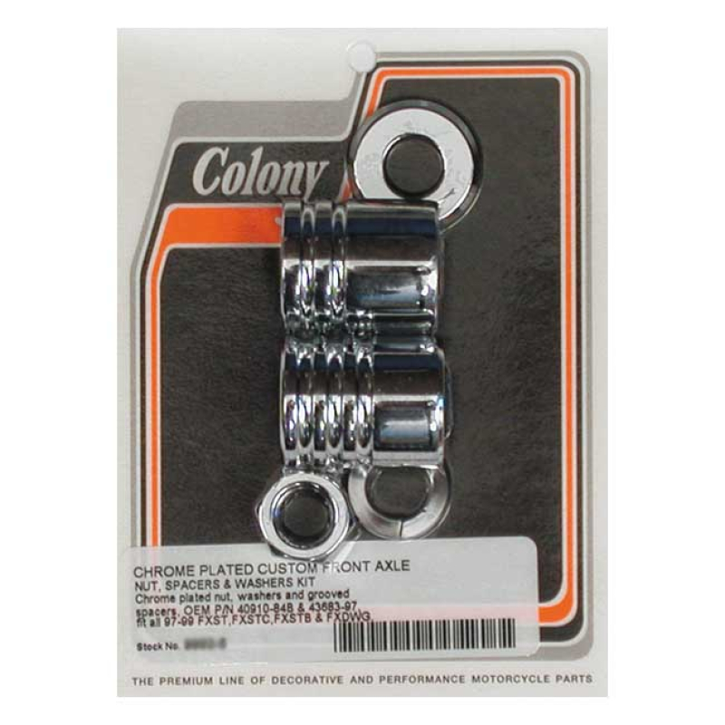 COLONY AXLE SPACER KIT FRONT, GROOVED CHROME 989413