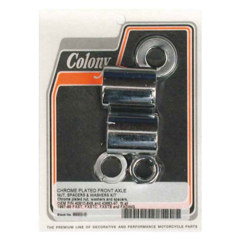COLONY AXLE SPACER KIT FRONT, SMOOTH CHROME 989414
