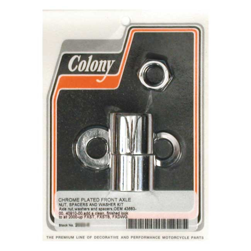 COLONY AXLE SPACER KIT FRONT, SMOOTH CHROME 989416
