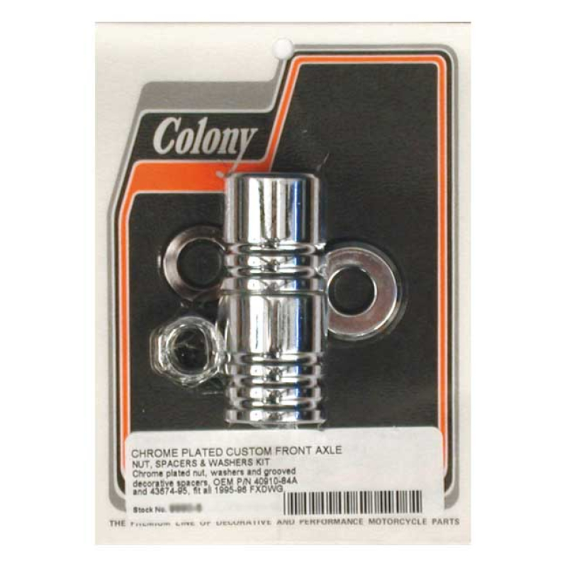 COLONY AXLE SPACER KIT FRONT, GROOVED CHROME 989420