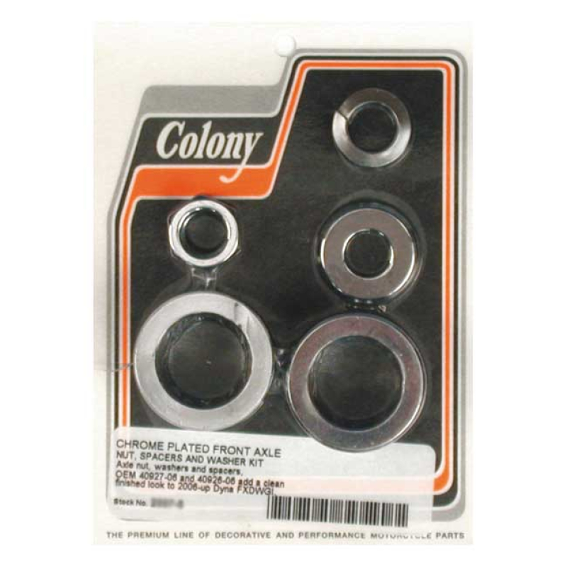 COLONY AXLE SPACER KIT FRONT, SMOOTH CHROME 989426