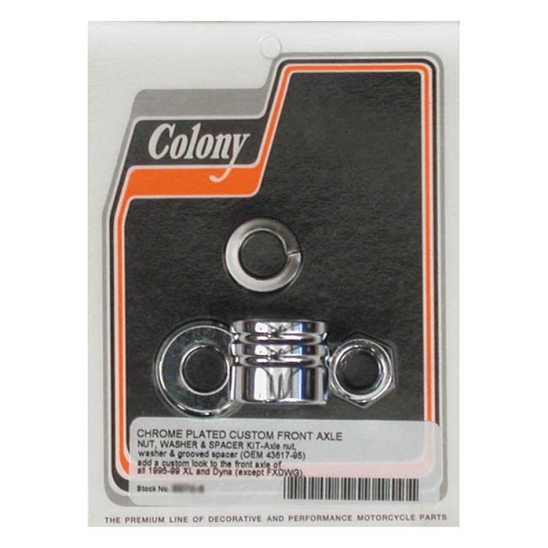 COLONY AXLE SPACER KIT FRONT, GROOVED CHROME 989428