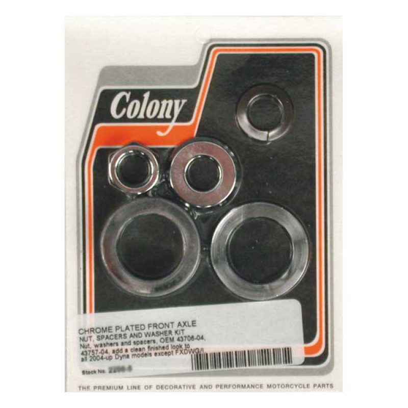 COLONY AXLE SPACER KIT FRONT, SMOOTH CHROME 989432