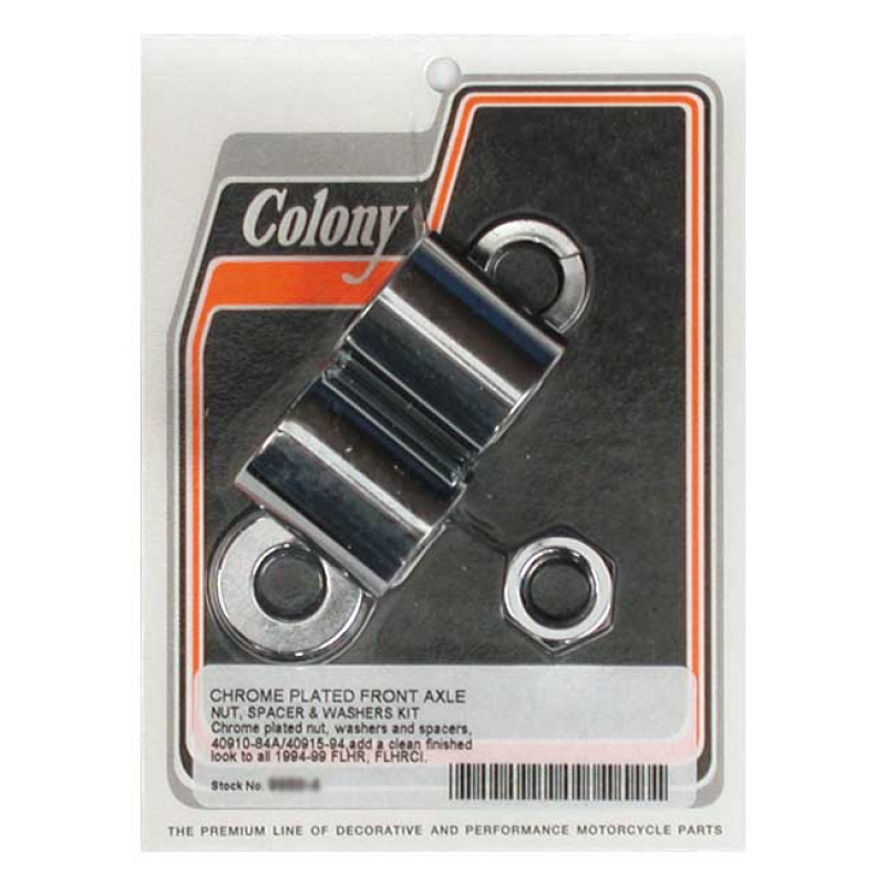 COLONY AXLE SPACER KIT FRONT, SMOOTH CHROME 989436