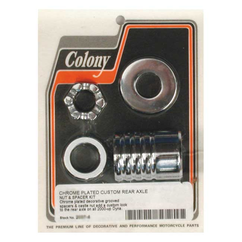 COLONY AXLE SPACER KIT REAR, GROOVED CHROME 989459