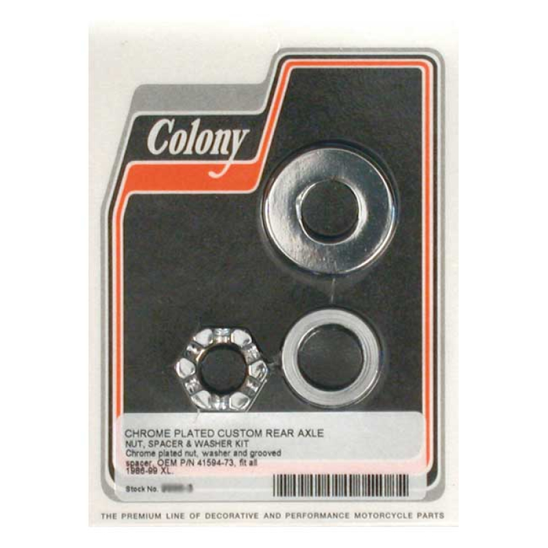 COLONY AXLE SPACER KIT REAR, GROOVED CHROME 989462