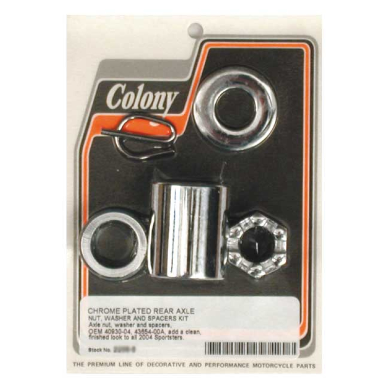 COLONY AXLE SPACER KIT REAR, SMOOTH CHROME 989466