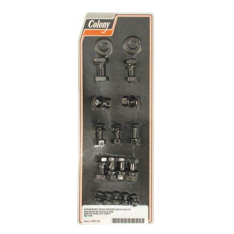 COLONY, REAR FENDER MOUNT KIT. PARKERIZED BLACK PARKERIZED FINISH.  EX 989501