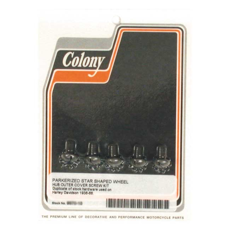 COLONY STAR HUB SCREWS & WASHER SET PARKERIZED, SLOTTED OEM STYLE 989553