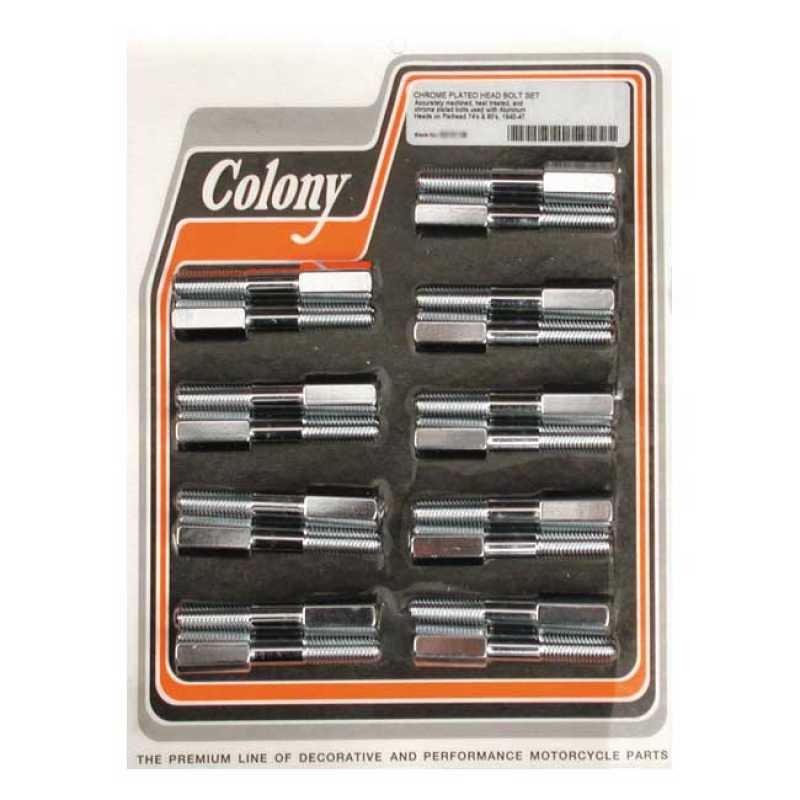 COLONY HEAD BOLT KIT CHROME, OEM STYLE, ALUMINUM HEADS 989614