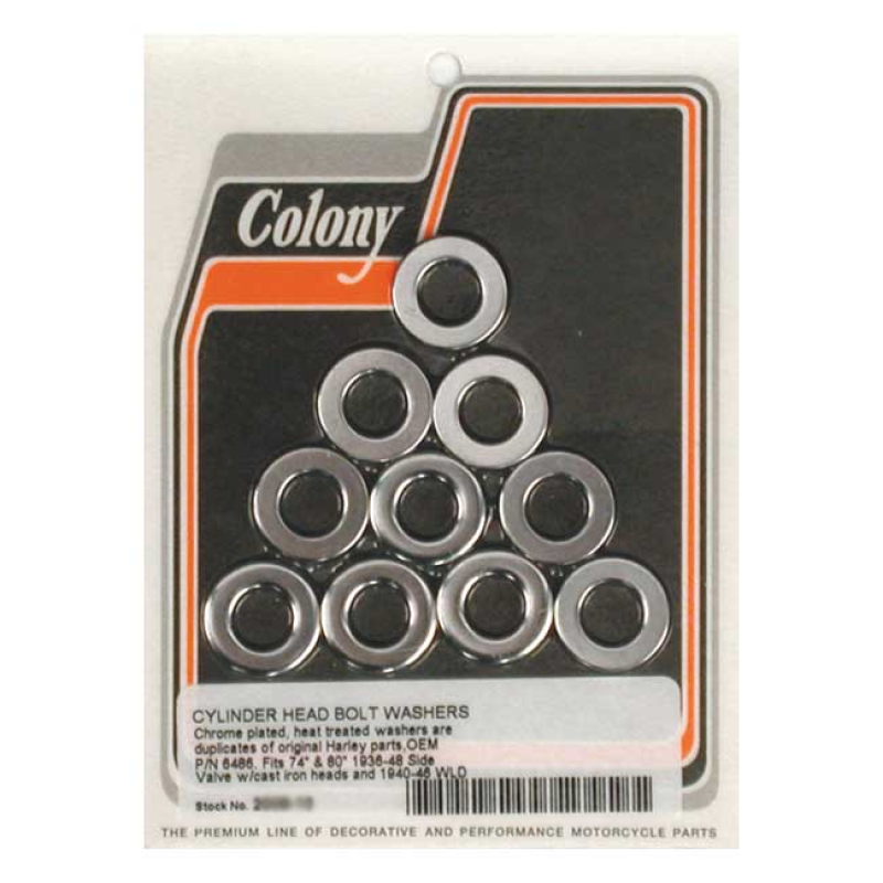 COLONY HEAD BOLT WASHER SET CHROME; FITS MODELS WITH CAST IRON CYLINDE 989641